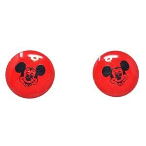 Disney Round Mickey Mouse Stud Classic Red Vintage Earrings